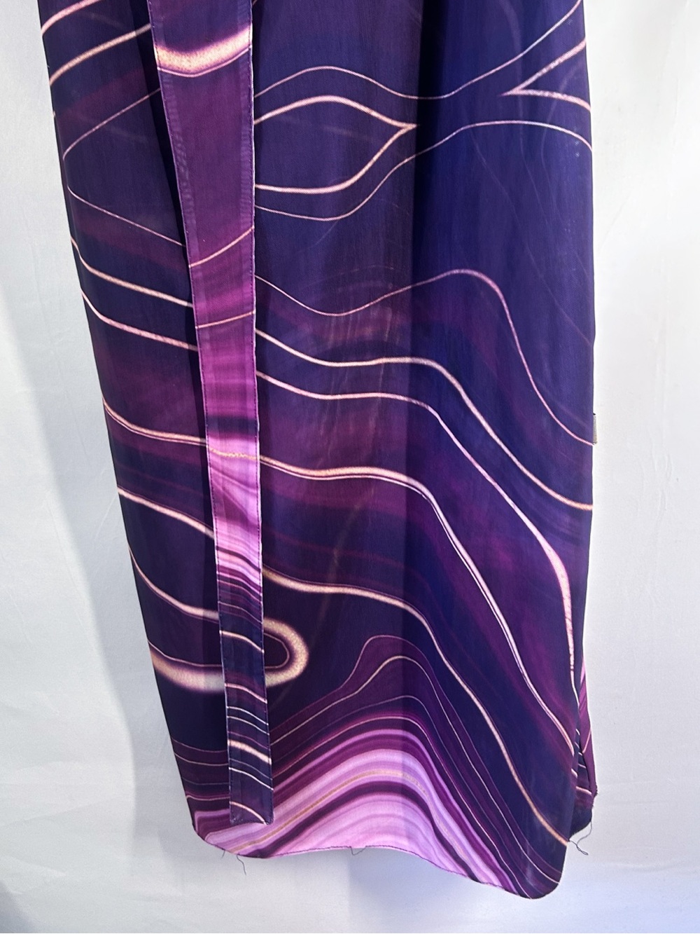 BBXBrand Mesh Purple Swirl Abstract One Shoulder Long Sleeve Midi Dress Size 14 - Picture 5 of 10